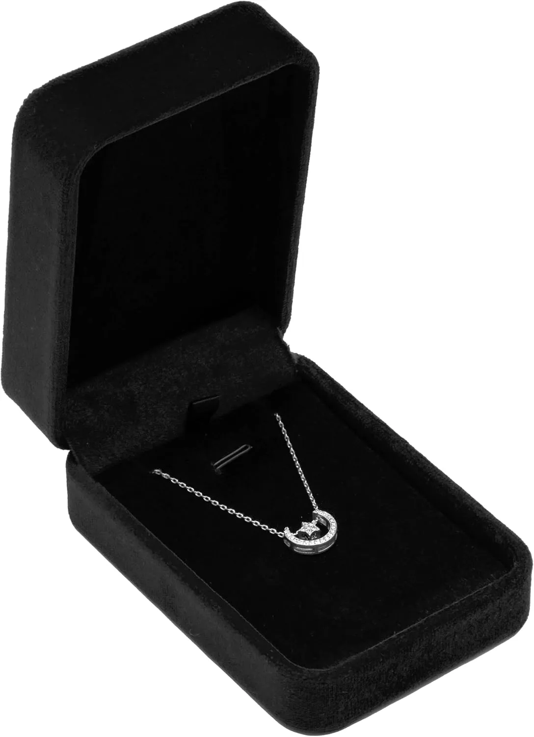 Classic Velvet Jewelry Gift Box Case for Necklace Pendant (Black)