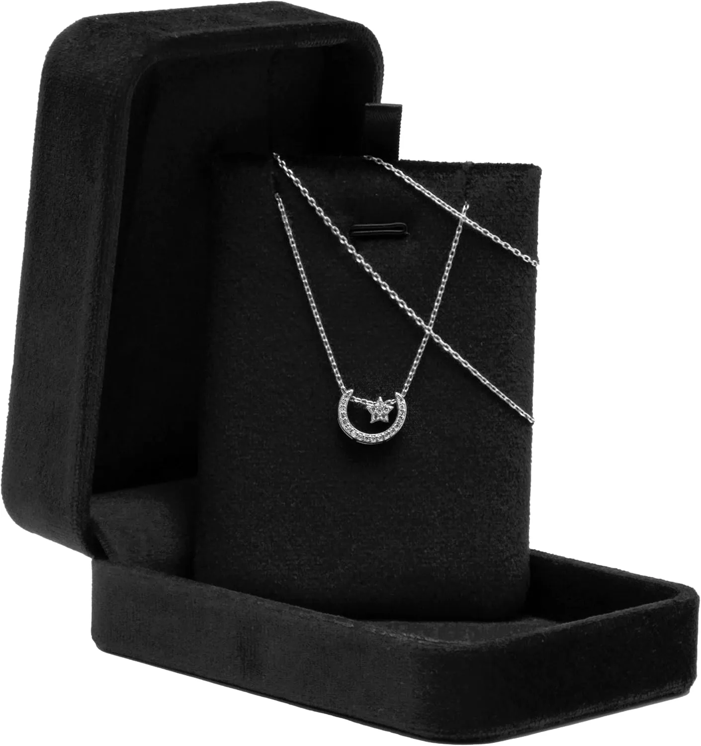 Classic Velvet Jewelry Gift Box Case for Necklace Pendant (Black)