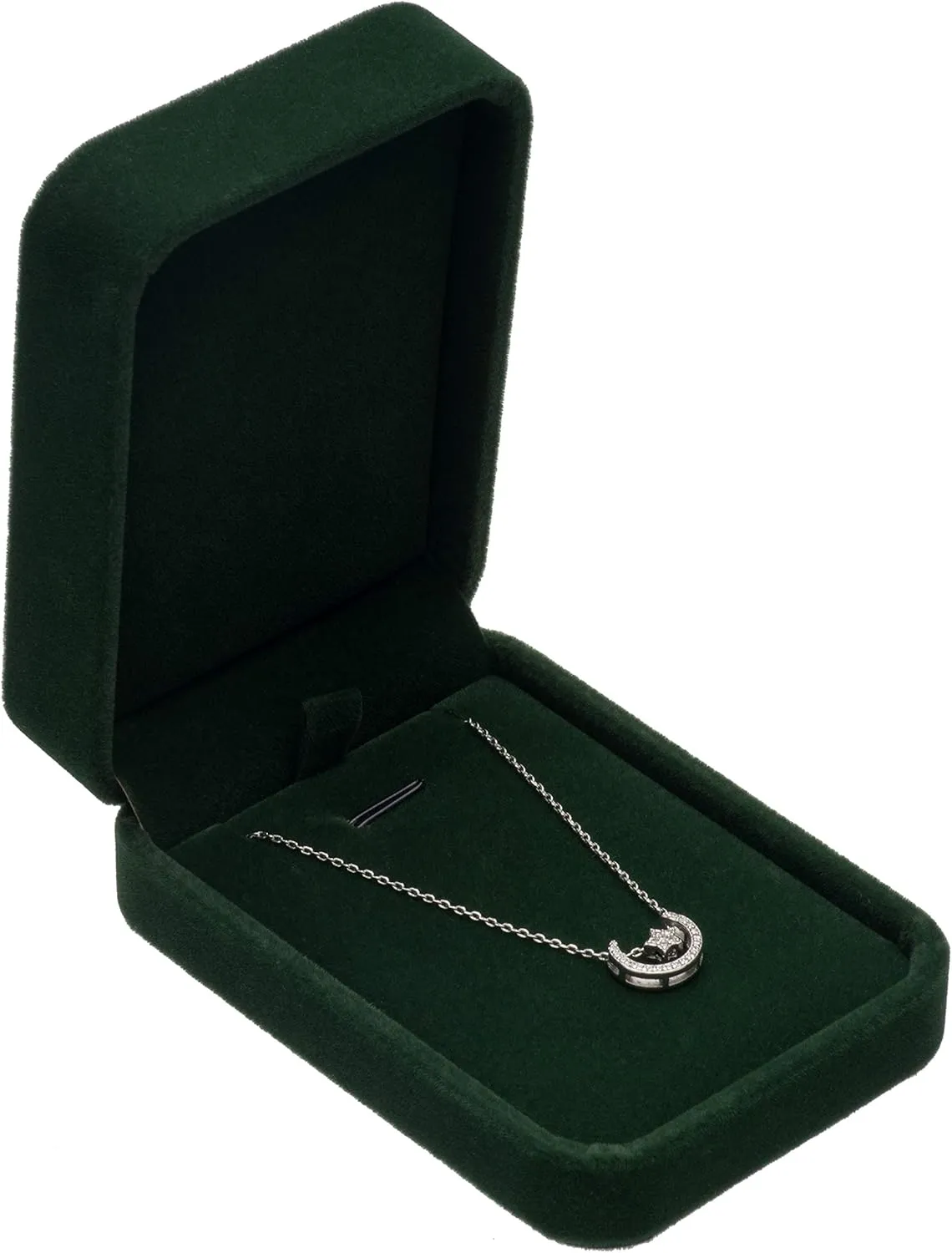Classic Velvet Jewelry Gift Box Case for Necklace Pendant (Green)