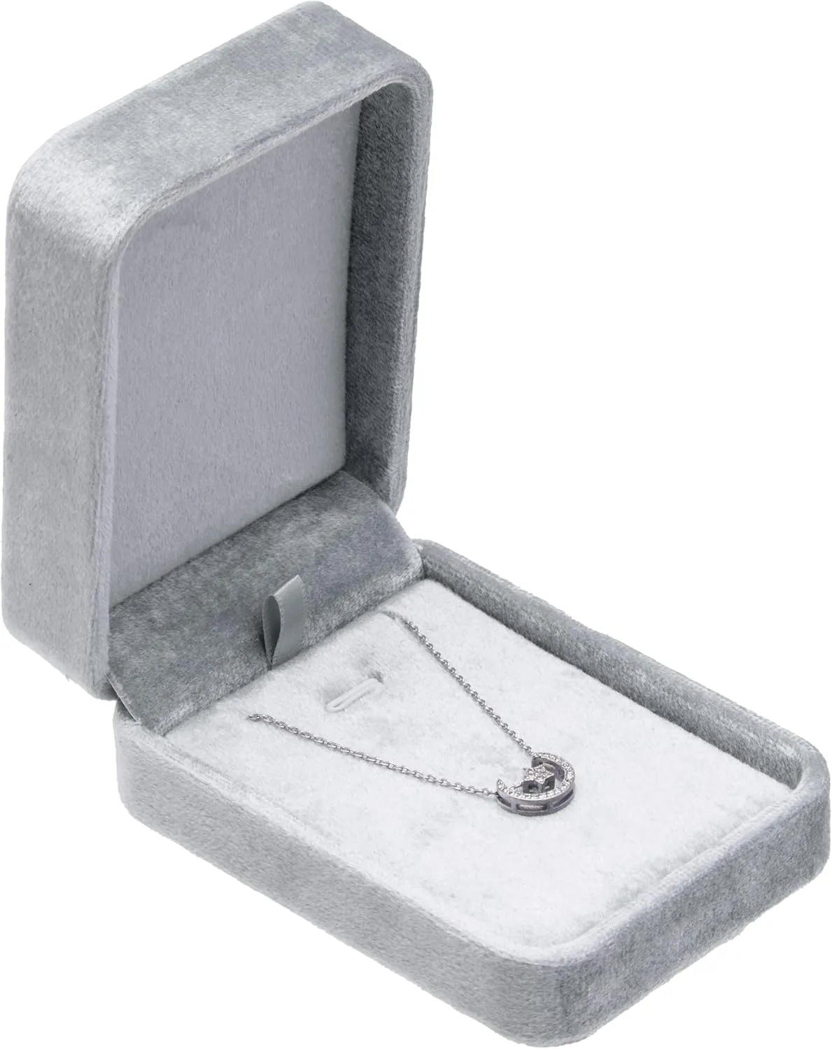 Classic Velvet Jewelry Gift Box Case for Necklace Pendant (Grey)
