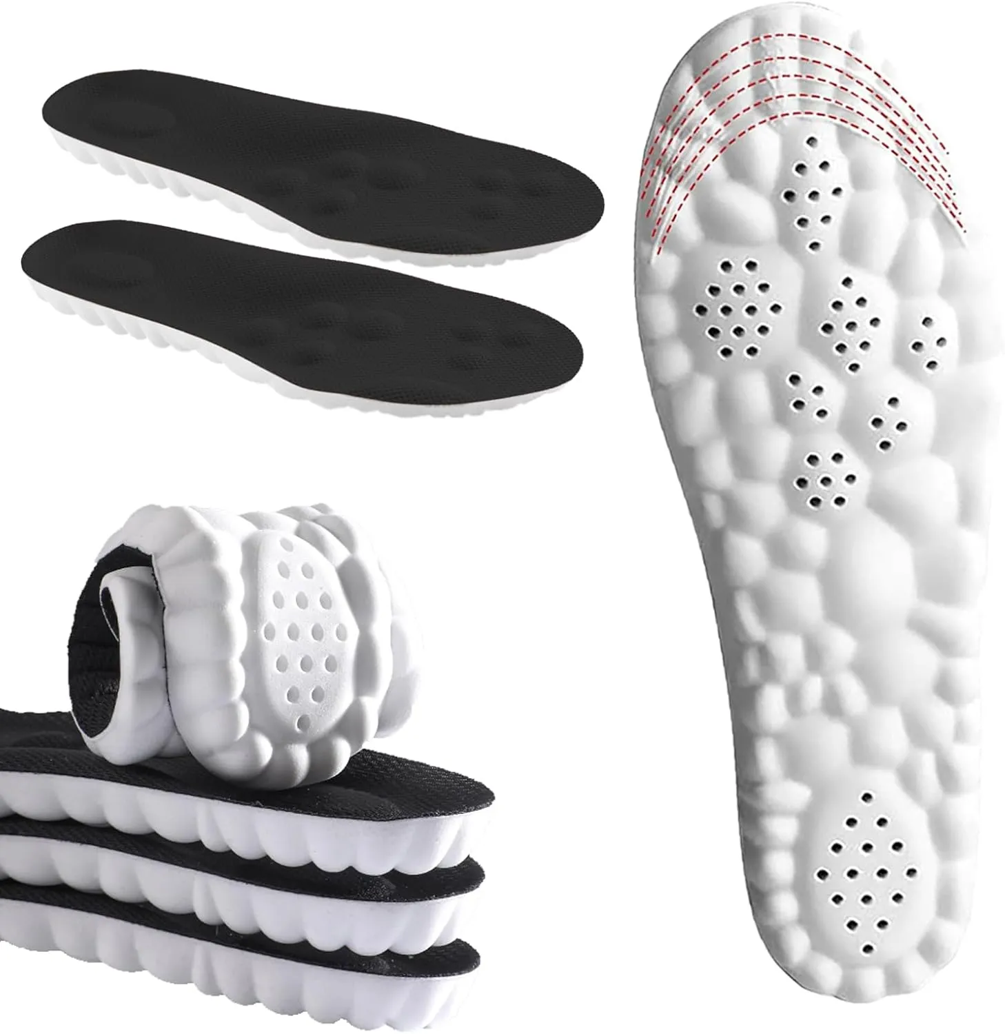 Cloud Insoles for Men and Women, Soft Memory Foam Cushioned Cloud Insoles, Anti-Fatigue, Shock Absorption, Relieve Foot Pain, Ultra Soft Comfort Insoles (Black, Men: US 7-11)