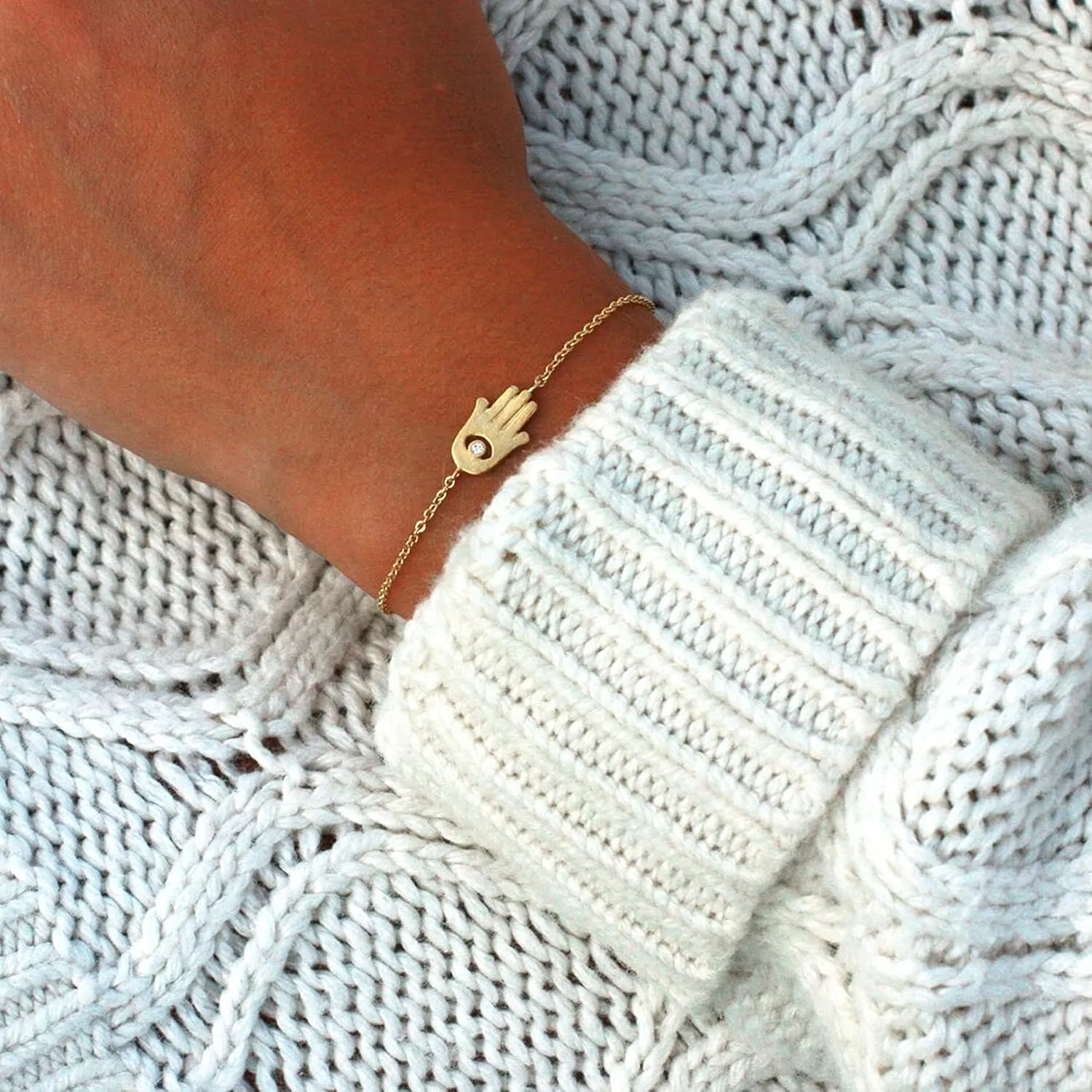 Collner Dainty Gold Bracelet for Women 14K Gold Plated Lightweight Chain Bracelet Herringbone Pearl Circle Bracelet Charm Minimalist Handmade Jewelry Gift