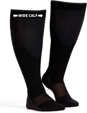 Copper Fit Energy Graduated Wide Calf Compression Socks for Men & Women  Easy On, Easy Off, For Circulation & Swelling Relief  Ideal for Travel, Nurses, Running, & Recovery