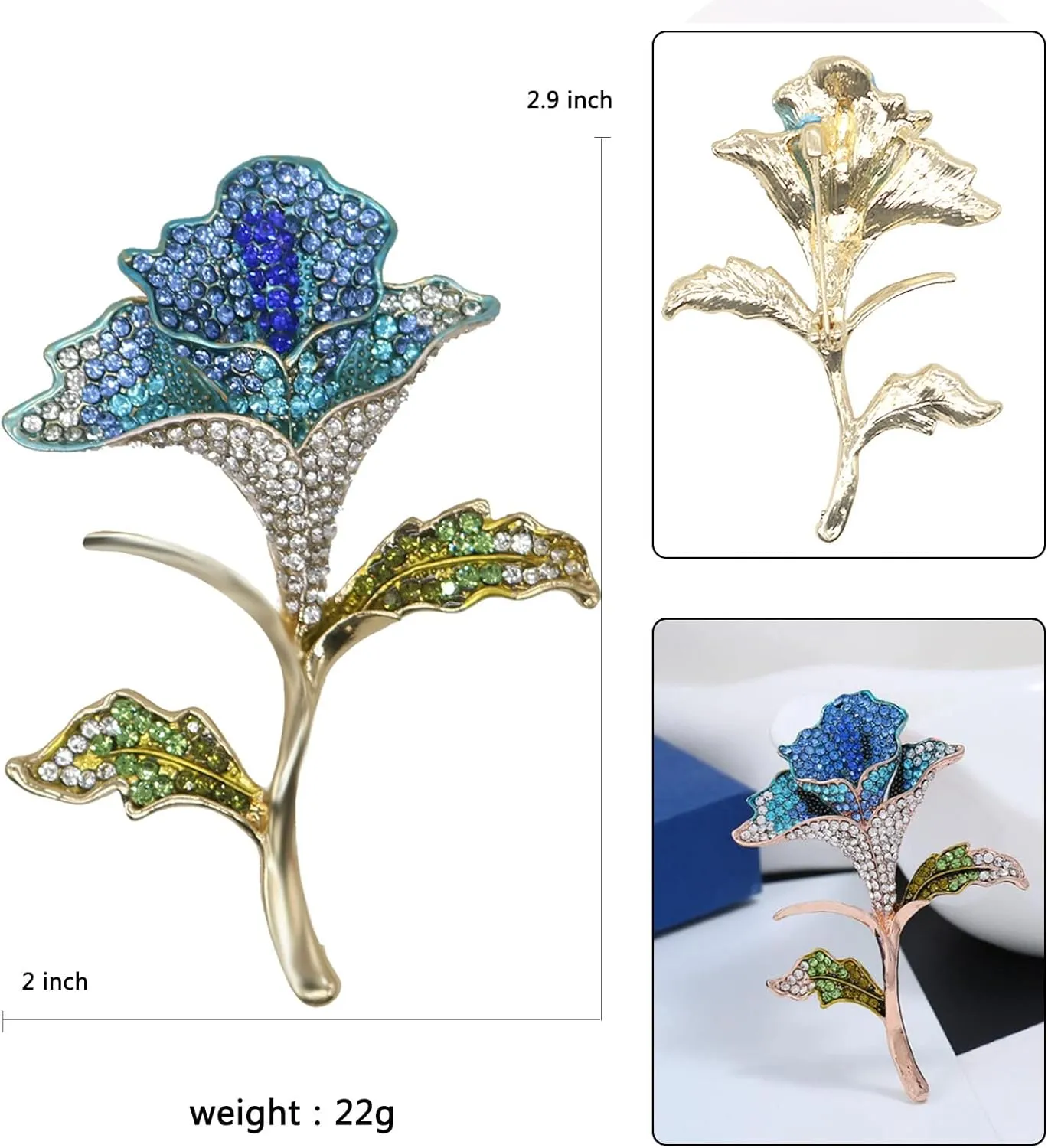 Crystal Pearl Flower Brooches Pins Fashion Beautiful Created Rhinestone Floral Brooch Good Idea for Party Dance Wedding Banquet for Elegant Women Girl