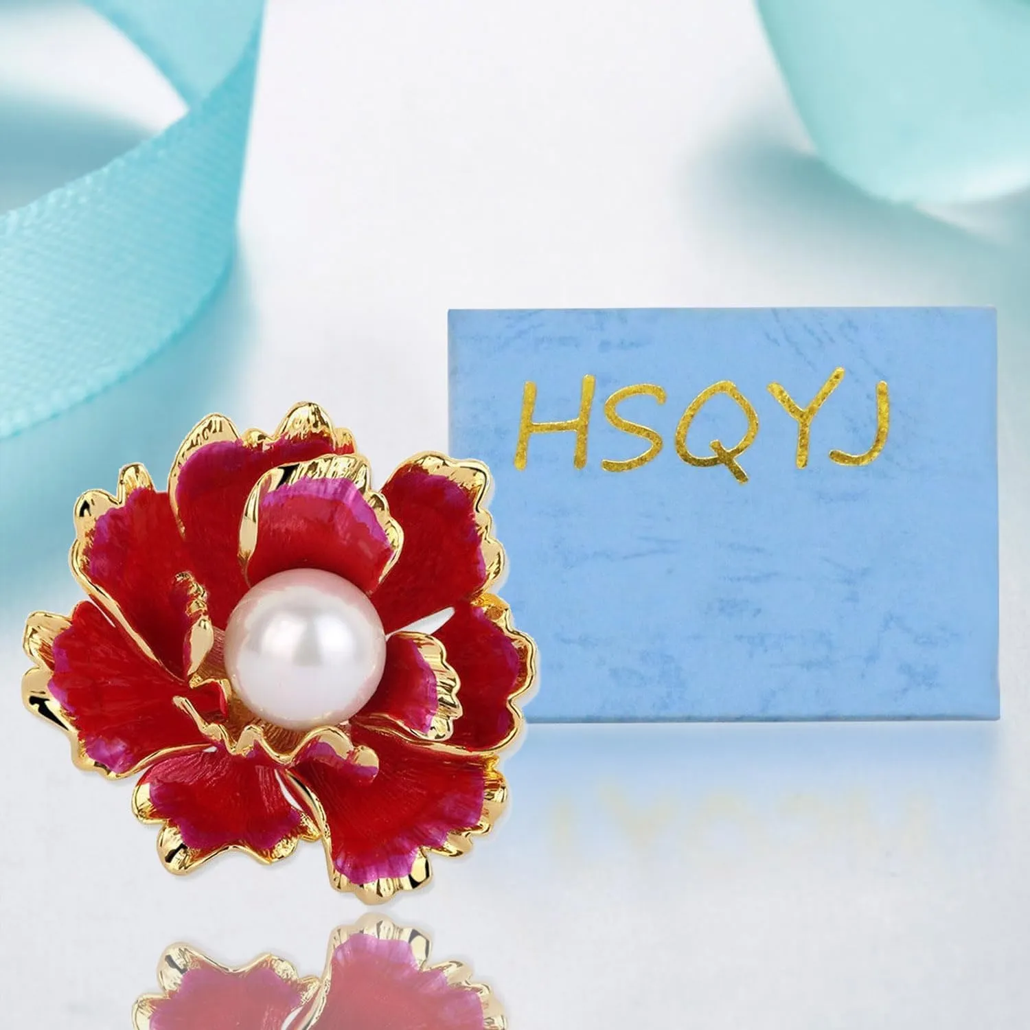 Crystal Pearl Flower Brooches Pins Fashion Beautiful Created Rhinestone Floral Brooch Good Idea for Party Dance Wedding Banquet for Elegant Women Girl