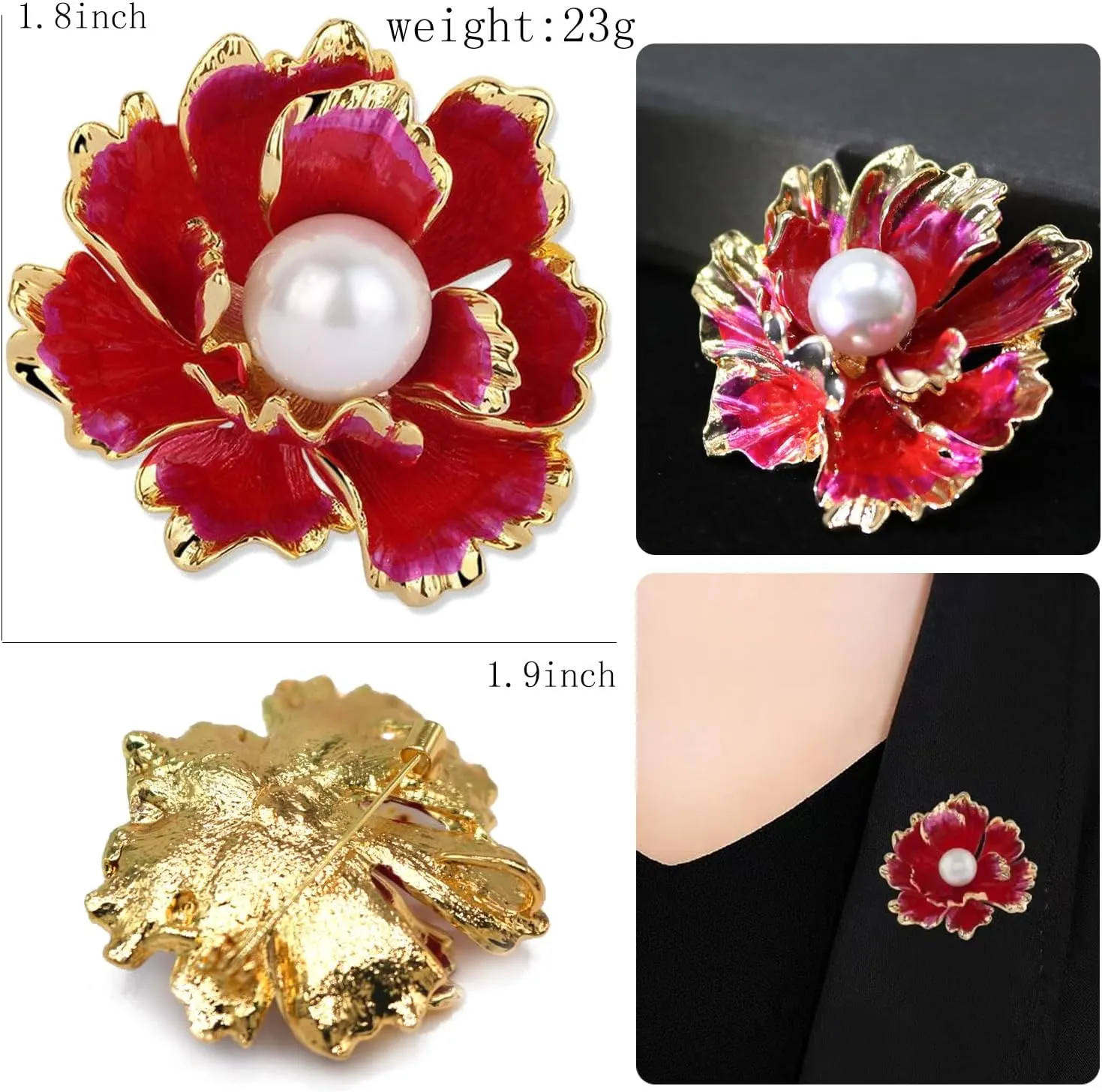 Crystal Pearl Flower Brooches Pins Fashion Beautiful Created Rhinestone Floral Brooch Good Idea for Party Dance Wedding Banquet for Elegant Women Girl