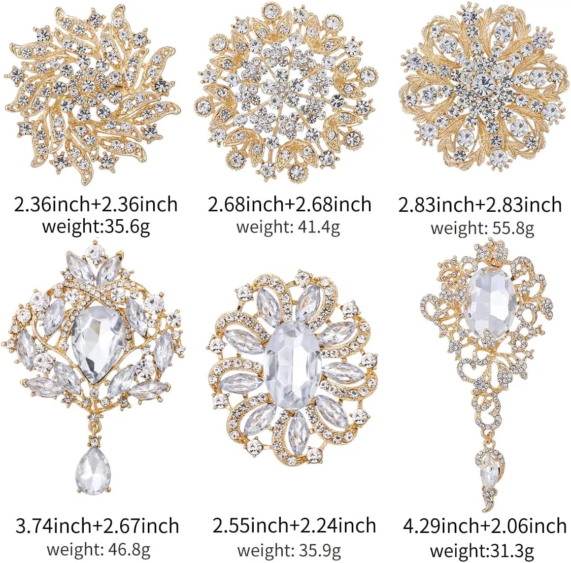 Crystal Rhinestone Flower Brooch Pin Set for Women DIY Bridal Wedding Bouquet Kit