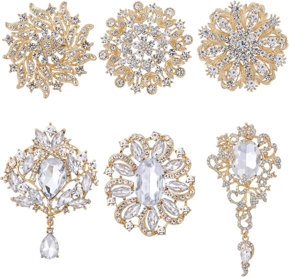 Crystal Rhinestone Flower Brooch Pin Set for Women DIY Bridal Wedding Bouquet Kit