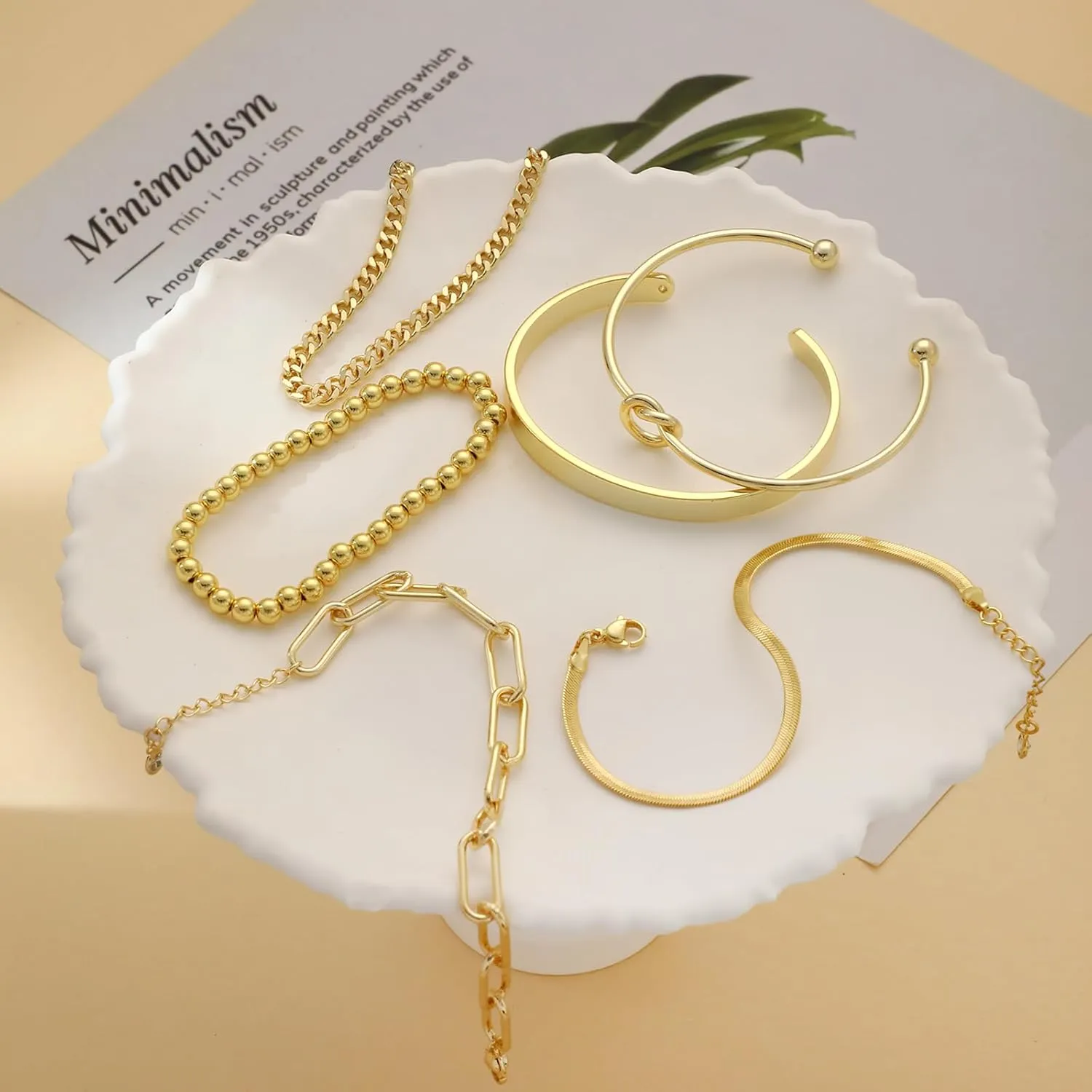 Dainty 14K Gold Bracelets for Women - Waterproof Stackable Gold Bracelet Set - Perfect for Stylish Women