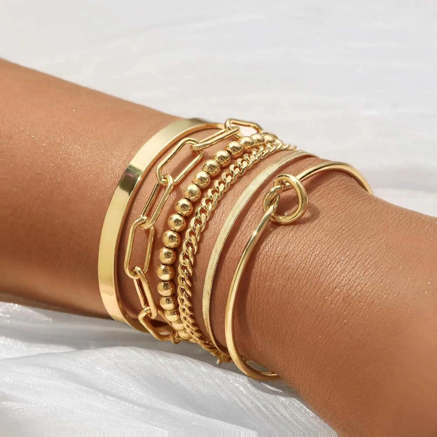 Dainty 14K Gold Bracelets for Women - Waterproof Stackable Gold Bracelet Set - Perfect for Stylish Women