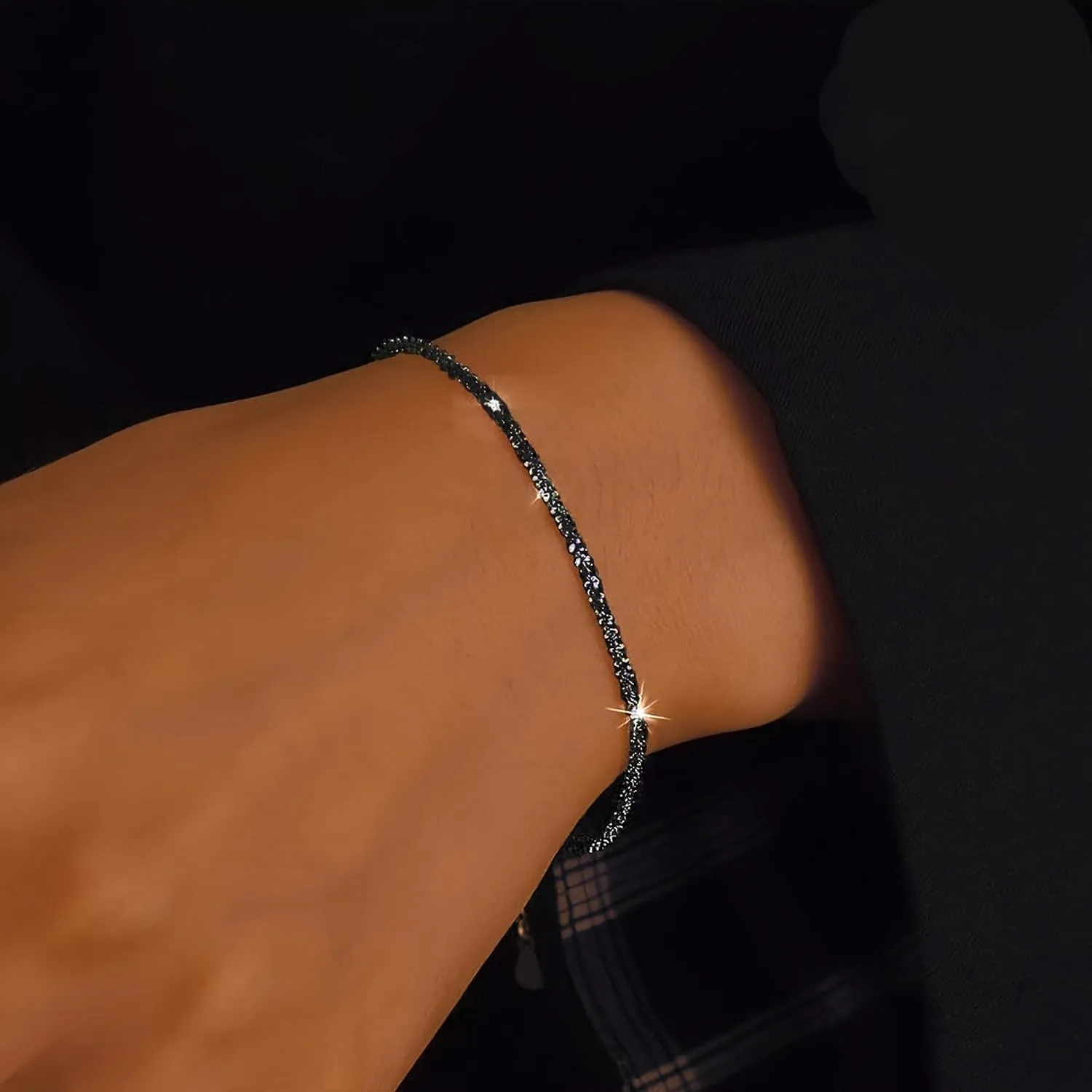 Dainty Shiny 925 Sterling Silver Bracelets for Women 14K Gold Plated Simple Twist Rope Chain Bracelet Minimalist Adjustable Link Charm Bracelet Jewelry Birthday Gifts for Mom