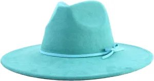 Dcvmvmn Men and Women Fedora Hat with Same Color Accessories Wide Brim Hat Panama Hat