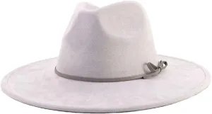 Dcvmvmn Men and Women Fedora Hat with Same Color Accessories Wide Brim Hat Panama Hat