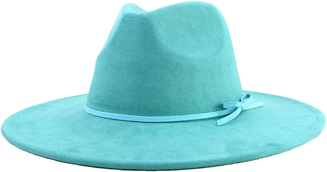 Dcvmvmn Men and Women Fedora Hat with Same Color Accessories Wide Brim Hat Panama Hat