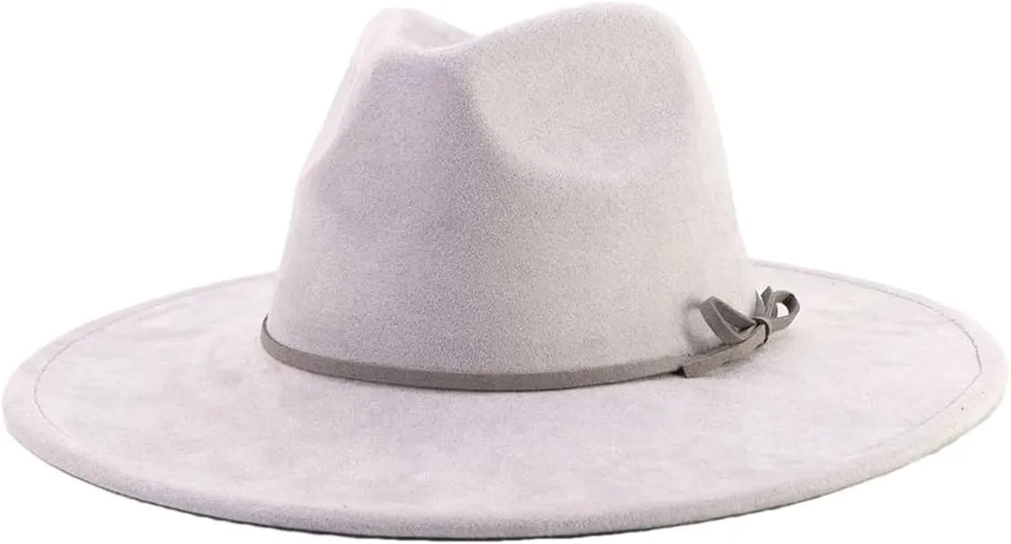 Dcvmvmn Men and Women Fedora Hat with Same Color Accessories Wide Brim Hat Panama Hat