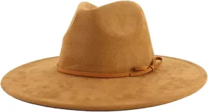 Dcvmvmn Men and Women Fedora Hat with Same Color Accessories Wide Brim Hat Panama Hat