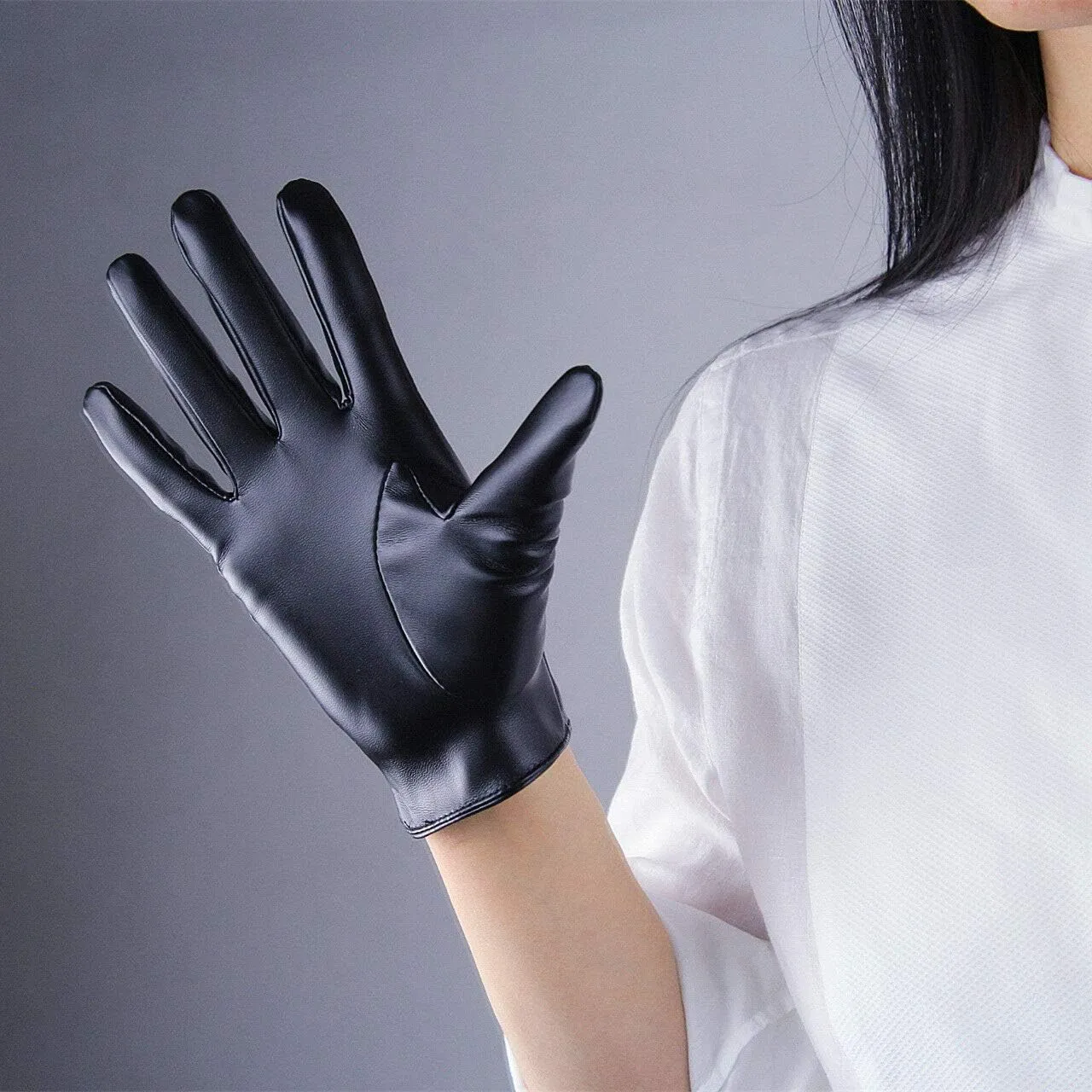 DooWay Women's Short Dress Leather Gloves for Evening Costumes Daily Faux Leather PU 21cm