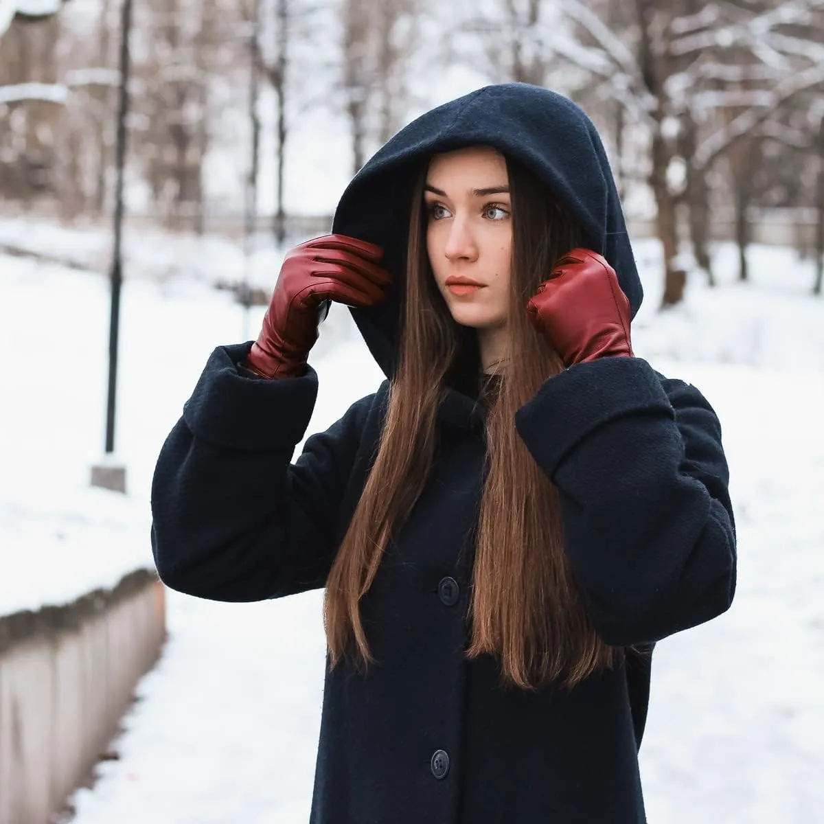 Downholme Vegan Leather Gloves for Women
