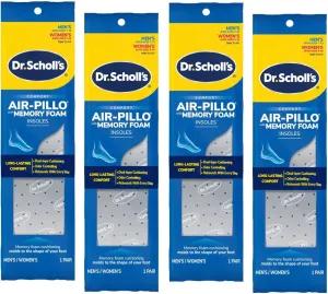 Dr. Scholl's Air-Pillo with Memory Foam Insoles Men's 7-13 / Women's 5-10, (Pack of 4)
