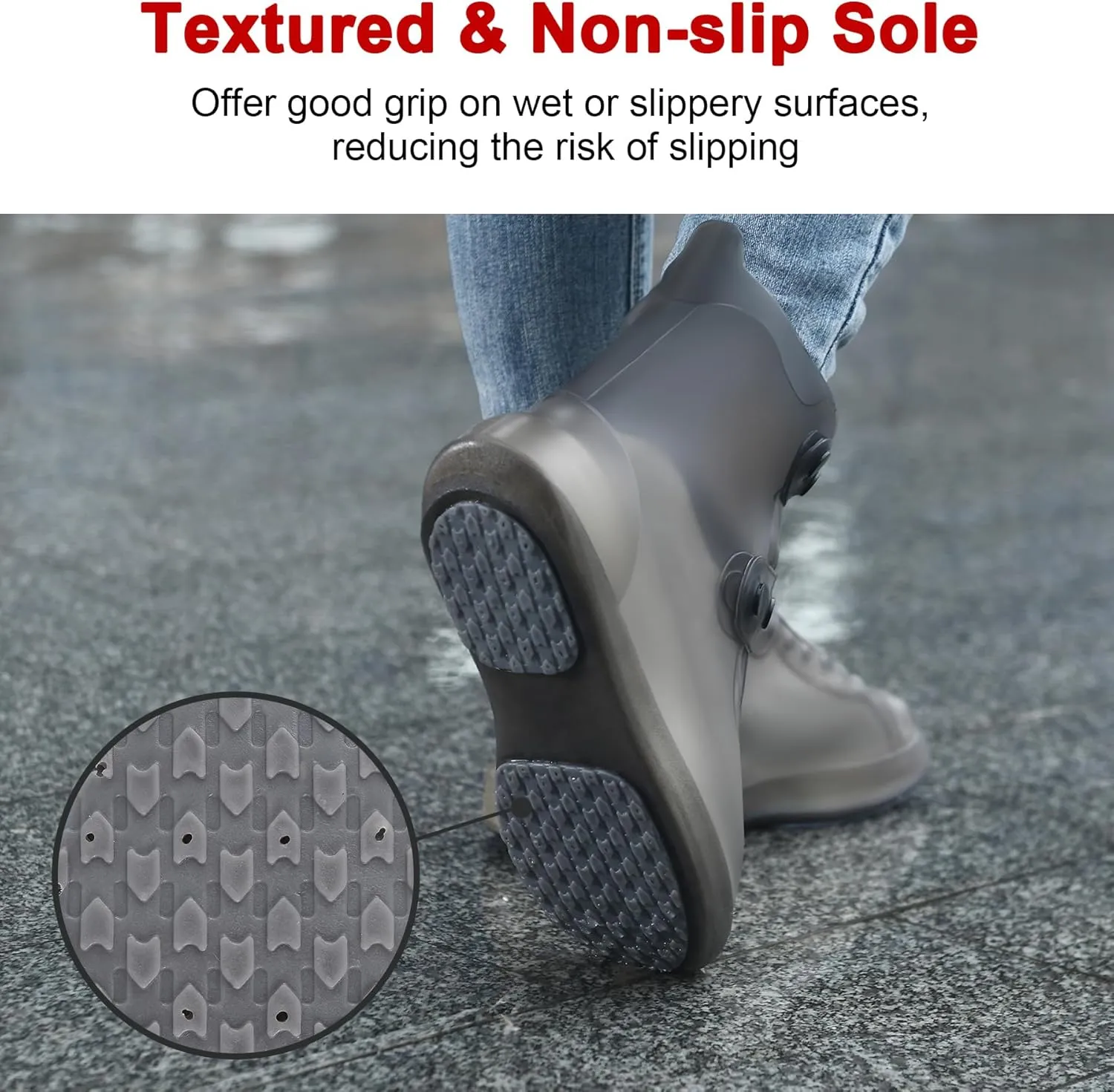 Dream Apparel Waterproof Rain Shoe Covers for Women Men, Non-Slip Reusable Boot Covers Foldable Shoe Covers Rainproof Overshoes Over Shoes Galoshes