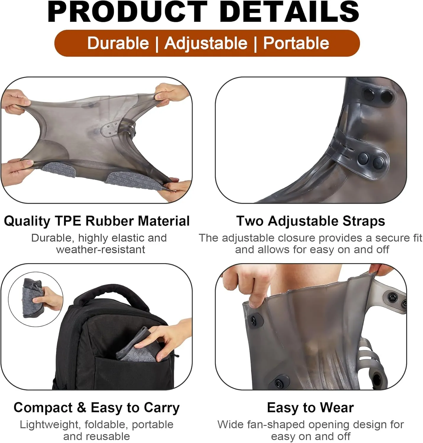 Dream Apparel Waterproof Rain Shoe Covers for Women Men, Non-Slip Reusable Boot Covers Foldable Shoe Covers Rainproof Overshoes Over Shoes Galoshes