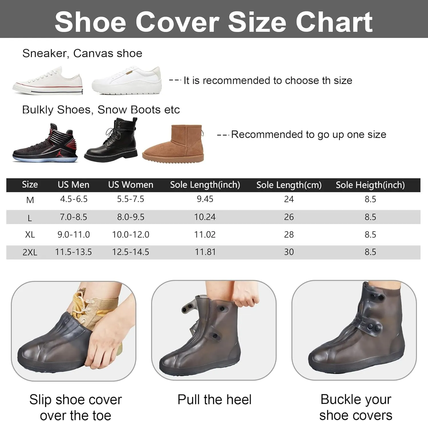 Dream Apparel Waterproof Rain Shoe Covers for Women Men, Non-Slip Reusable Boot Covers Foldable Shoe Covers Rainproof Overshoes Over Shoes Galoshes