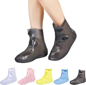 Dream Apparel Waterproof Rain Shoe Covers for Women Men, Non-Slip Reusable Boot Covers Foldable Shoe Covers Rainproof Overshoes Over Shoes Galoshes