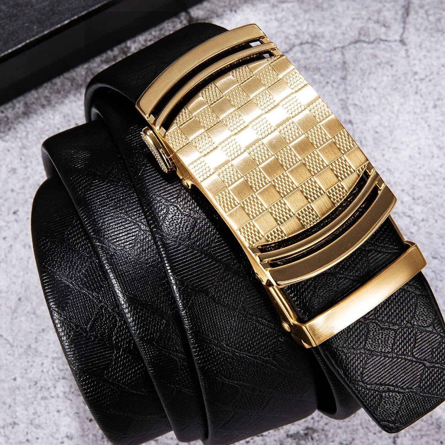 Dubulle Men's Ratchet Belt Gold/Black/Red/Green/Blue/White Automatic Buckle Business Casual Belt Gift - Adjustable Fit