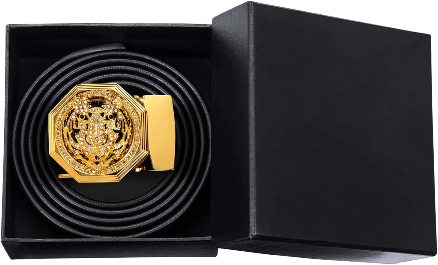 Dubulle Men's Ratchet Belt Gold/Black/Red/Green/Blue/White Automatic Buckle Business Casual Belt Gift - Adjustable Fit