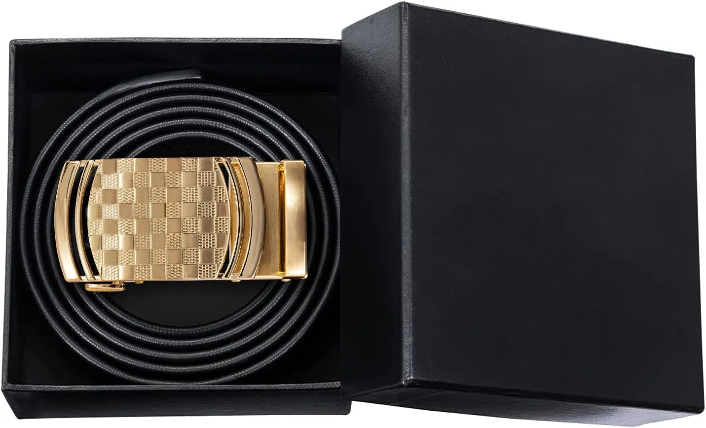 Dubulle Men's Ratchet Belt Gold/Black/Red/Green/Blue/White Automatic Buckle Business Casual Belt Gift - Adjustable Fit