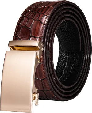 Dubulle Men's Ratchet Belt Gold/Black/Red/Green/Blue/White Automatic Buckle Business Casual Belt Gift - Adjustable Fit