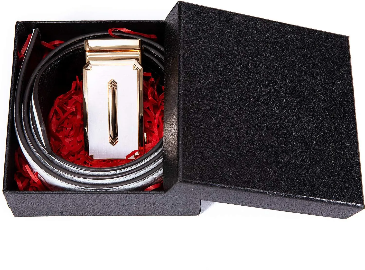 Dubulle Men's Ratchet Belt Gold/Black/Red/Green/Blue/White Automatic Buckle Business Casual Belt Gift - Adjustable Fit
