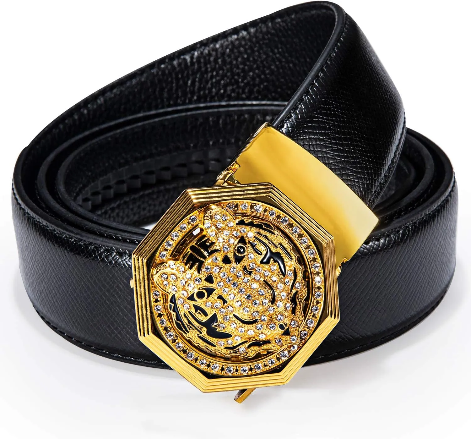 Dubulle Men's Ratchet Belt Gold/Black/Red/Green/Blue/White Automatic Buckle Business Casual Belt Gift - Adjustable Fit