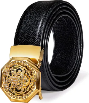 Dubulle Men's Ratchet Belt Gold/Black/Red/Green/Blue/White Automatic Buckle Business Casual Belt Gift - Adjustable Fit