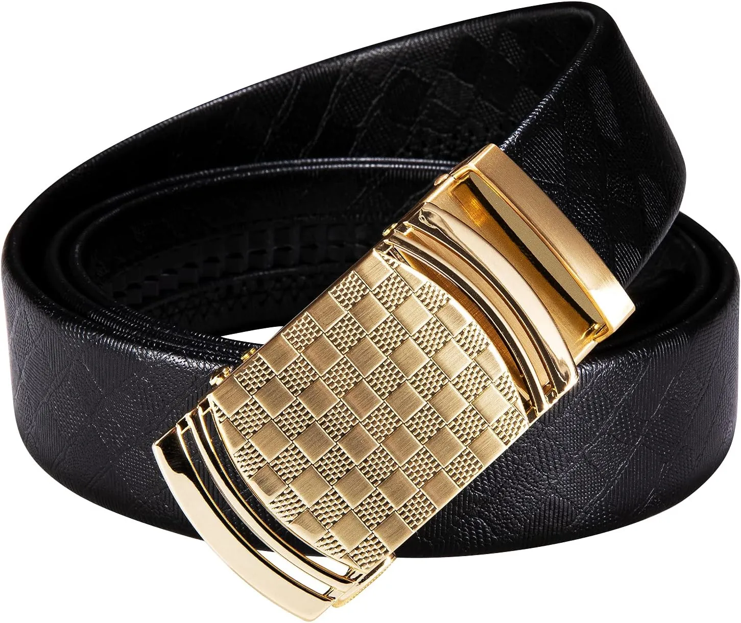 Dubulle Men's Ratchet Belt Gold/Black/Red/Green/Blue/White Automatic Buckle Business Casual Belt Gift - Adjustable Fit