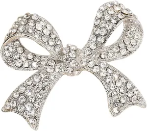 Elegant Crystal Bow Brooch Pin for Women,Vinage Sparkly Rhinestones Brooches Pins Beautiful Lapel Pins Dress Suit Shirt Ceremony Clothes Accessories Jewelry