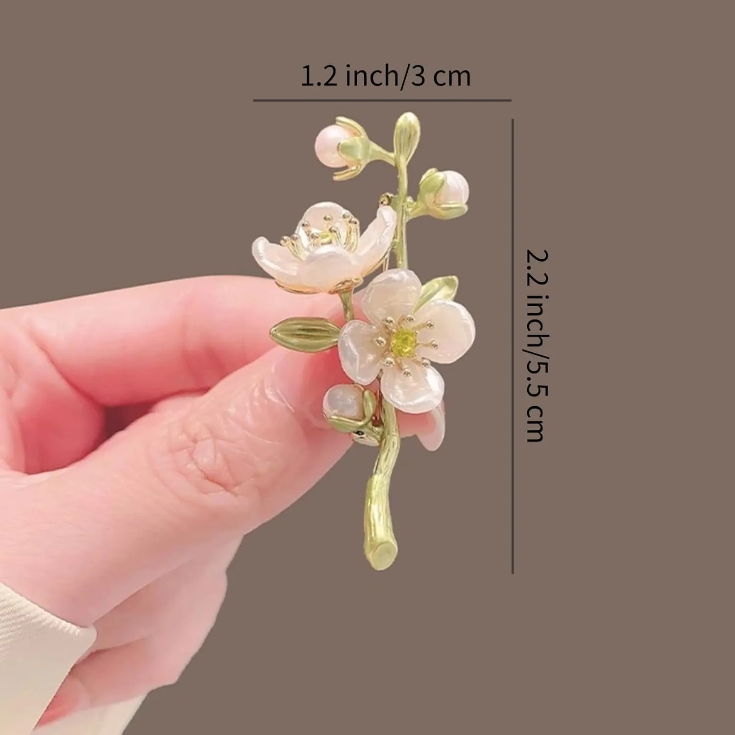 Elegant Flower Brooch for Women, Vintage Premium Enamel Boutonniere, Coat and Suit Pendant Necklace, Jasmine Magnolia Lily Osmanthus Designs