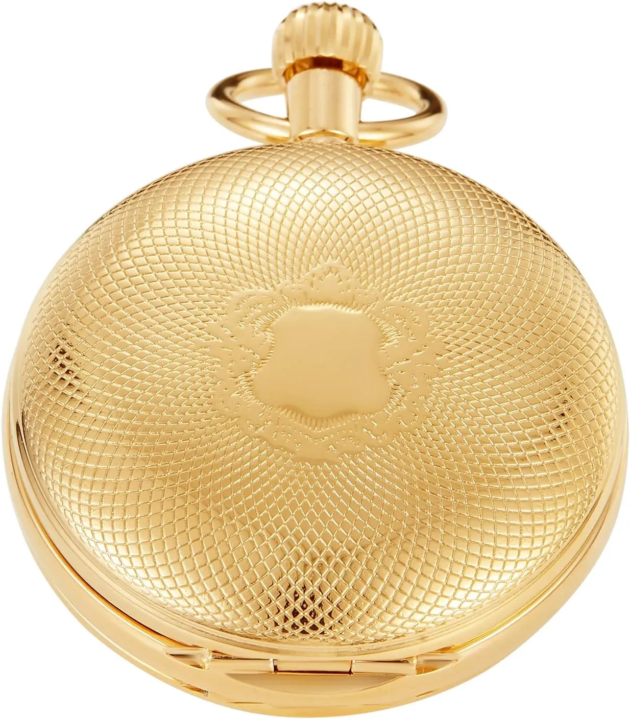 Elegant Men's Mechanical Pocket Watch with Chain and Box