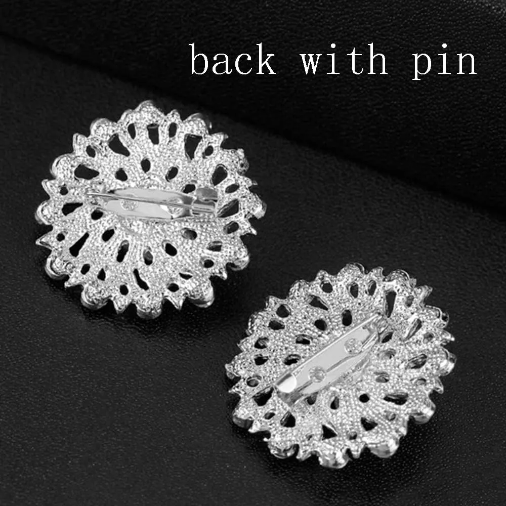 Ezing Lot 24pc Shining Rhinestone Crystal Brooches Pins DIY Wedding Bouquet Kit
