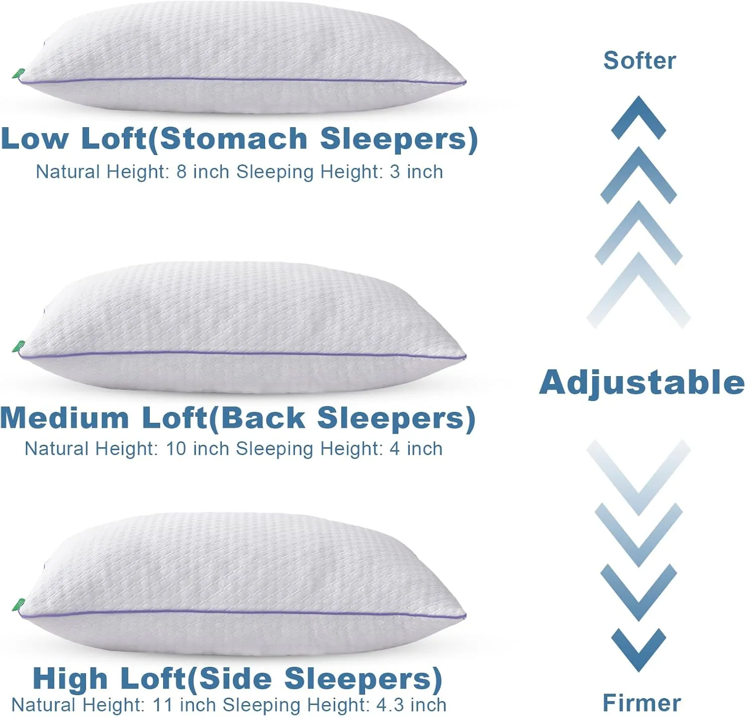 Favorland Cooling Bed Pillows Queen Size Set of 2 - Shredded Memory Foam Pillows for Sleeping 2 Pack - Gel Pillow Adjustable Firm Pillow Soft Pillows for Side Back Stomach Sleepers