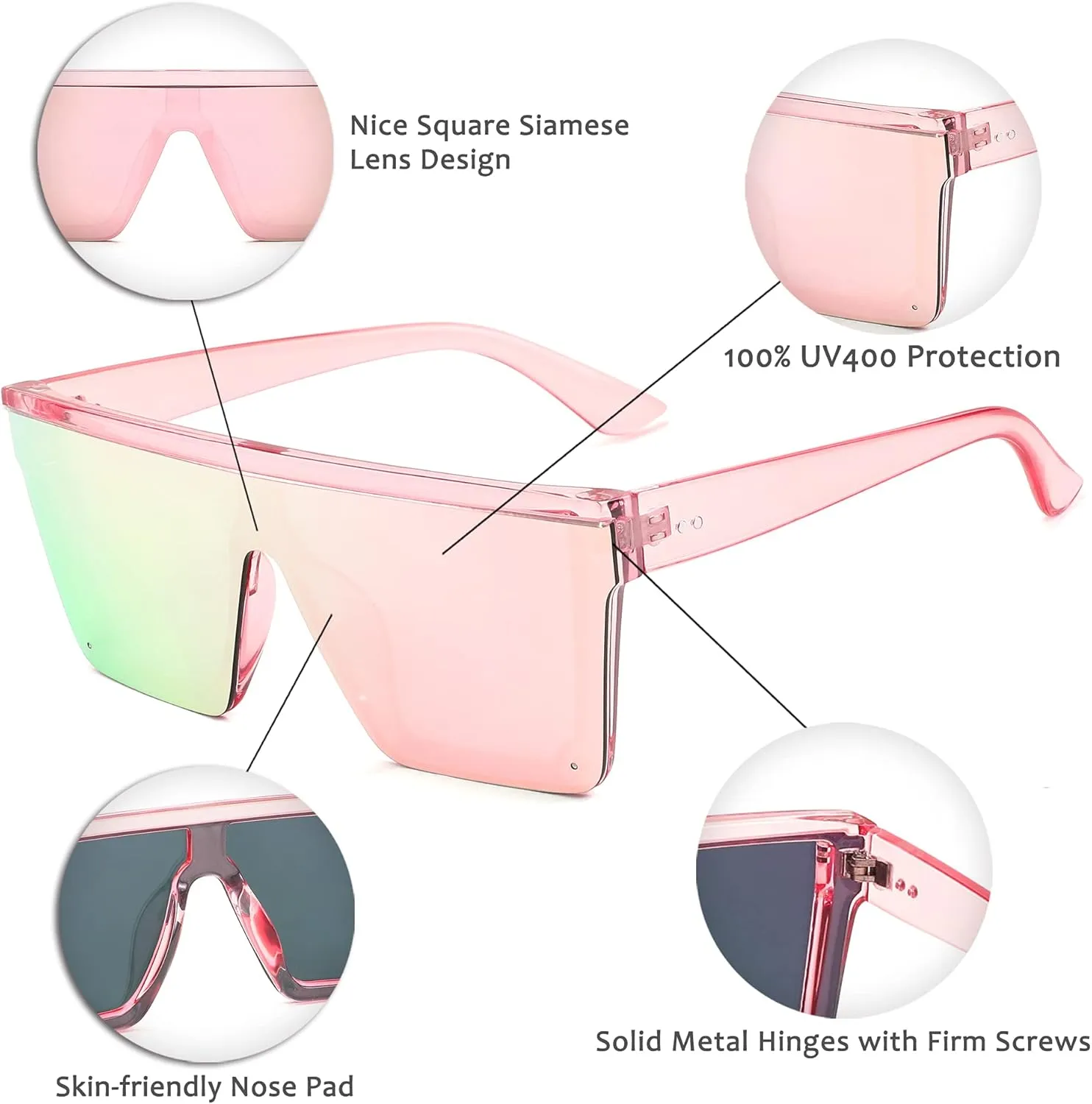 FEISEDY Oversized Sunglasses Mens Womens Flat Top Square Trendy Visor Shades UV400 B2470