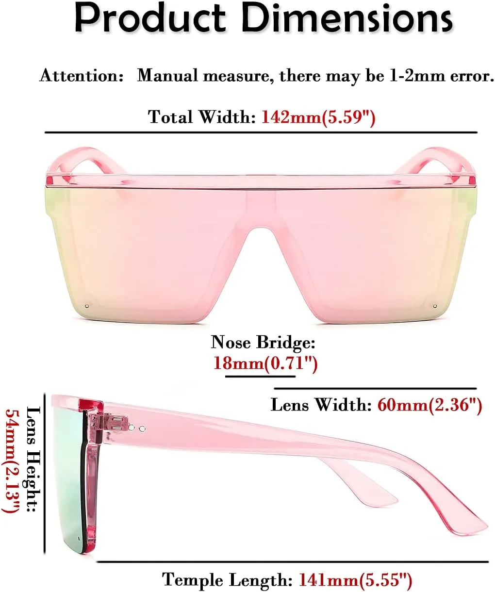 FEISEDY Oversized Sunglasses Mens Womens Flat Top Square Trendy Visor Shades UV400 B2470