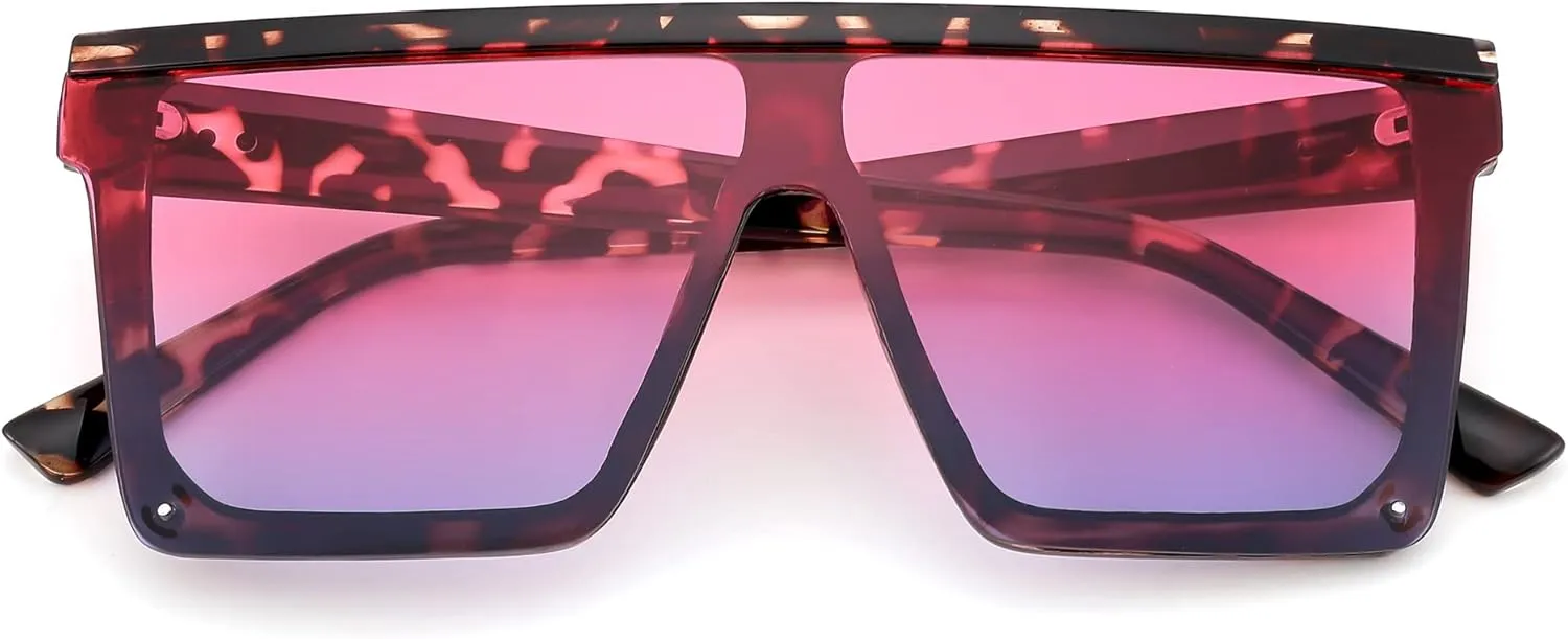 FEISEDY Oversized Sunglasses Mens Womens Flat Top Square Trendy Visor Shades UV400 B2470