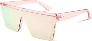 FEISEDY Oversized Sunglasses Mens Womens Flat Top Square Trendy Visor Shades UV400 B2470