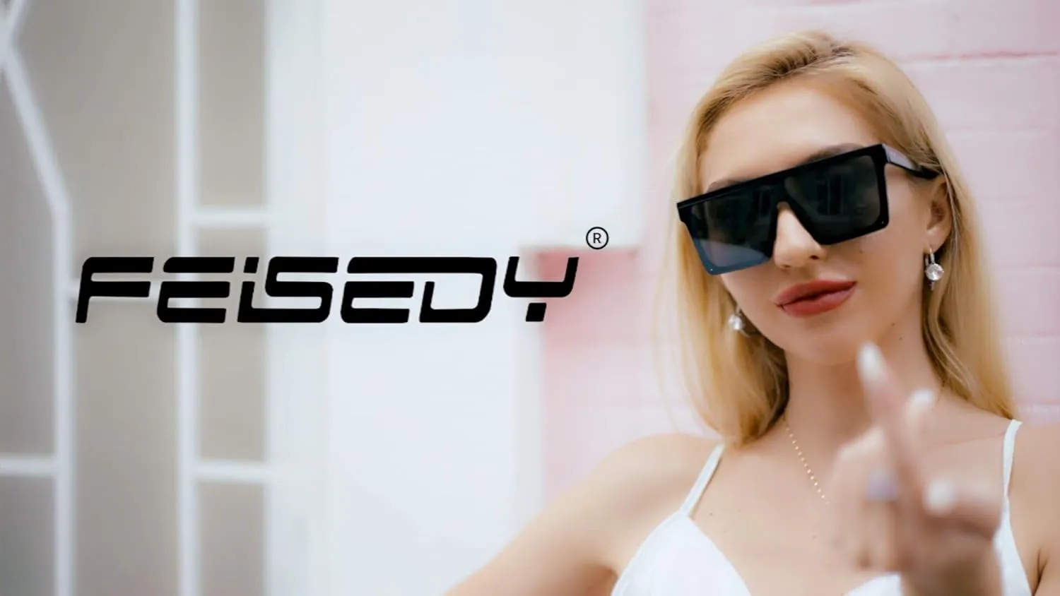 FEISEDY Oversized Sunglasses Mens Womens Flat Top Square Trendy Visor Shades UV400 B2470