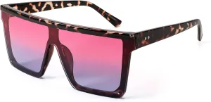FEISEDY Oversized Sunglasses Mens Womens Flat Top Square Trendy Visor Shades UV400 B2470