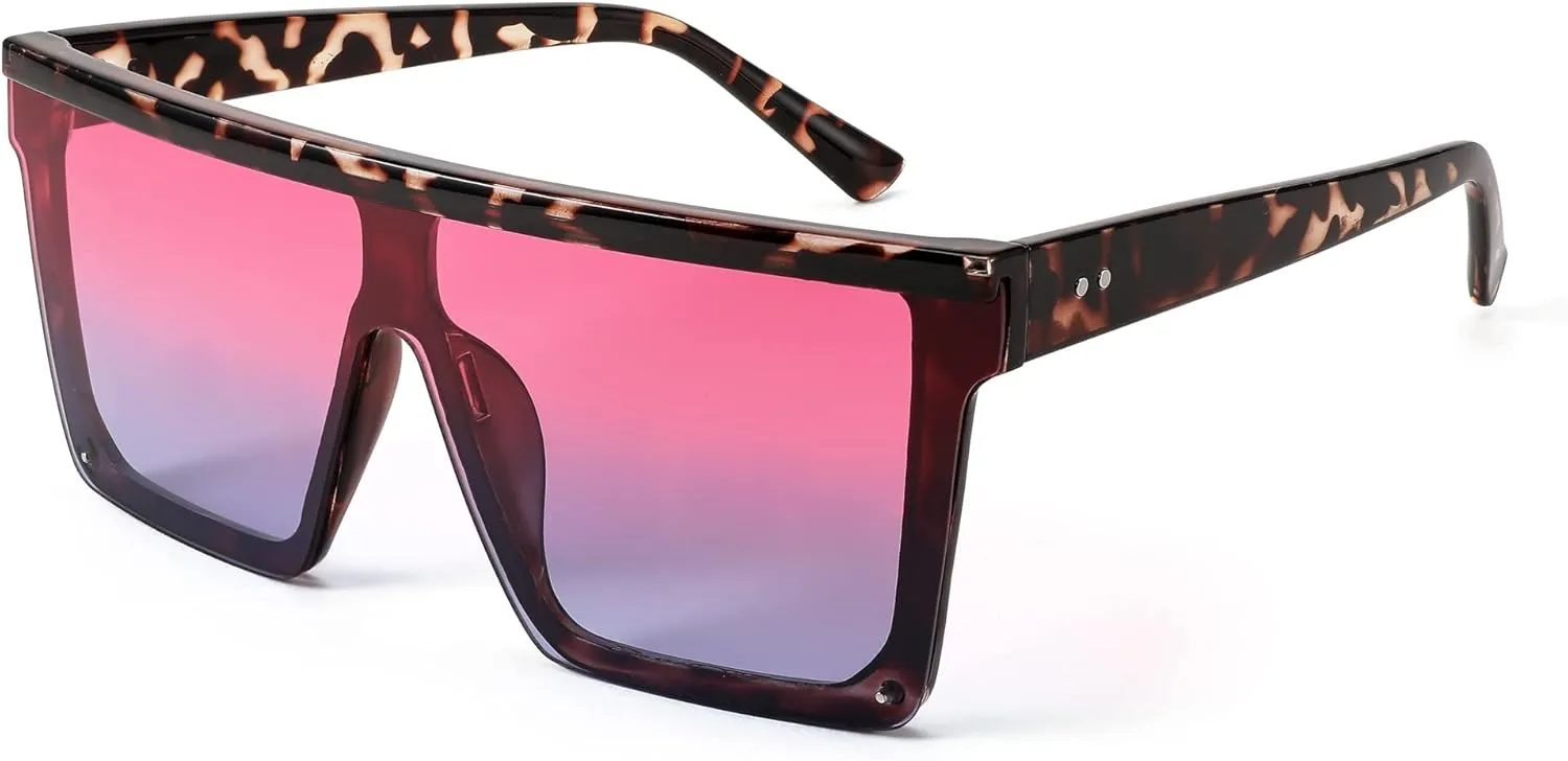 FEISEDY Oversized Sunglasses Mens Womens Flat Top Square Trendy Visor Shades UV400 B2470