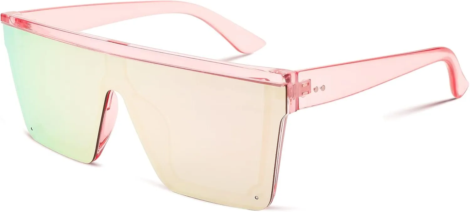 FEISEDY Oversized Sunglasses Mens Womens Flat Top Square Trendy Visor Shades UV400 B2470