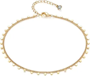 Fettero Anklet Bracelets for Women Gold Plated Dainty Waterproof Anklet Charm Bracelet Summer Beach Foot Jewelry