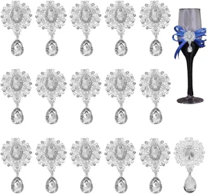FINGERINSPIRE 16 Pcs Crystal Rhinestone Marquise for Brooches Making 1x1.89inch Crystal Color Teardrop Shape Alloy Rhinestone Embellishment for Brooch DIY Flower Brooch Pin Set for Women Lady-No Pin